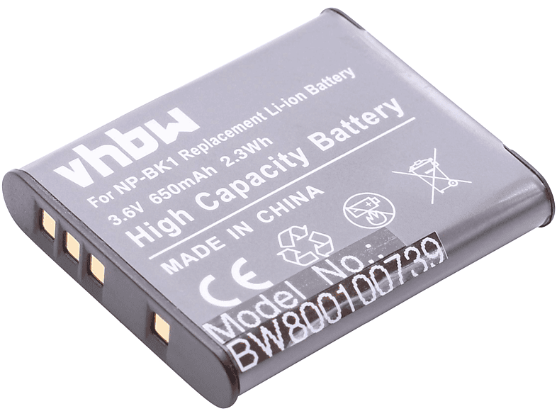 VHBW kompatibel mit Sony Bloggie MHS-PM5K, MHS-PM5, MHS-CM5 Li-Ion Akku - Kamera, 3.6 Volt, 600
