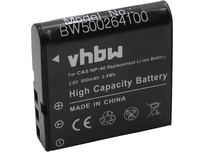 VHBW Ersatz für Casio NP-40 für Li-Ion Akku - Kamera, 3.6 Volt, 950 | Kamera Akkus