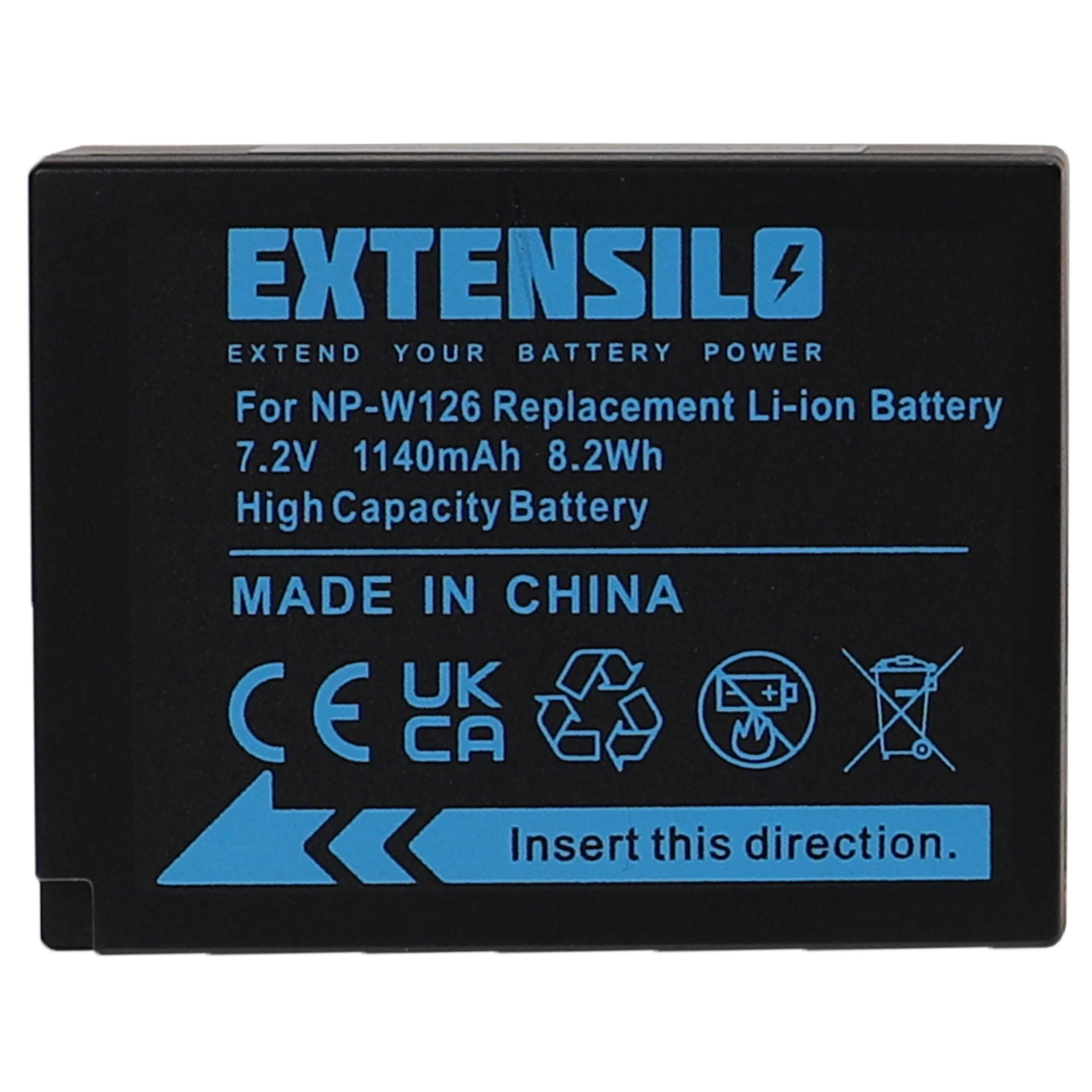 Ersatz Li-Ion NP-W126, Akku, 7.2 NP-W126s 1140 für für EXTENSILO mAh Volt, Fujifilm