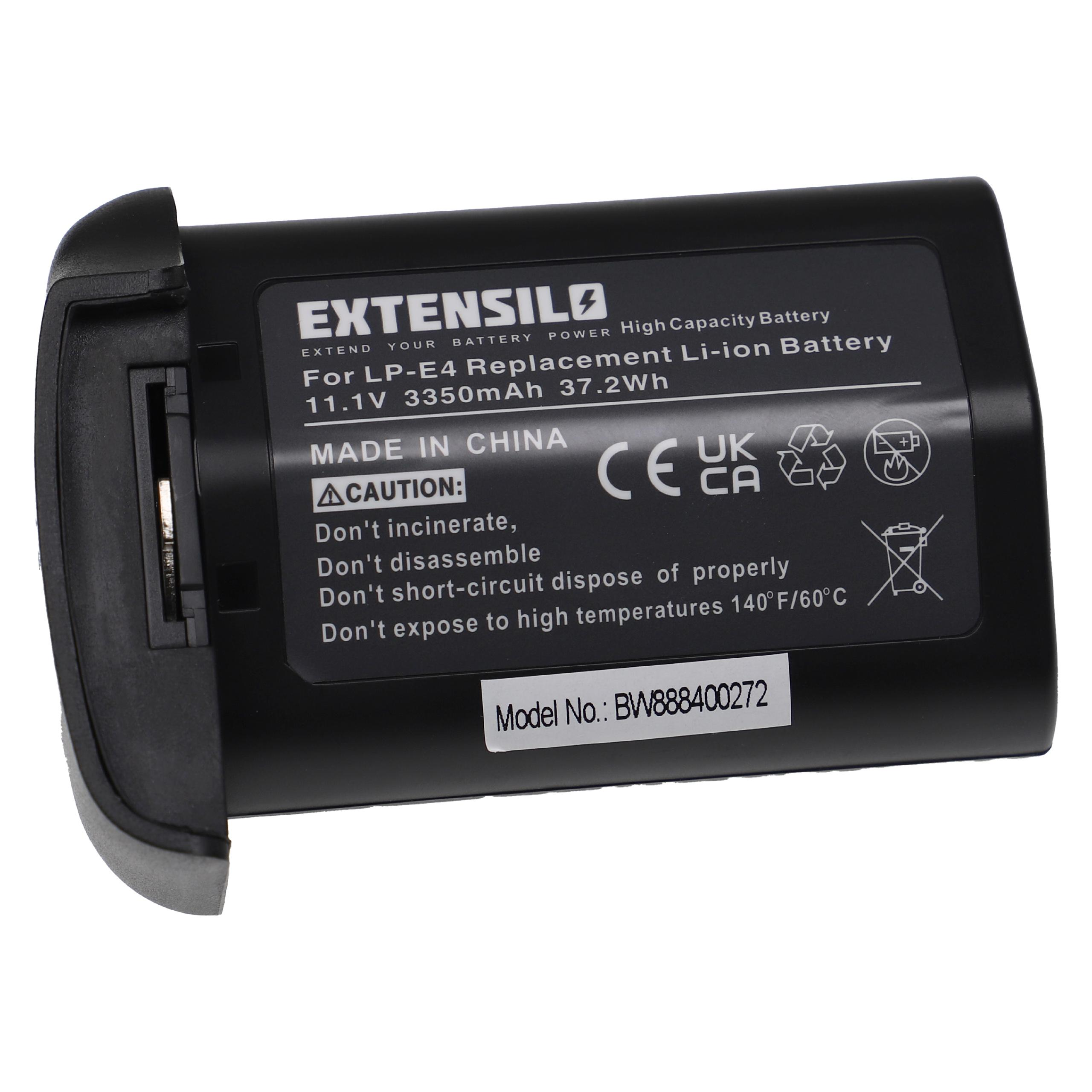 Schwarzer Akku mit Text. Das Etikett zeigt Extensilo, 11,1 V und Modell BW888400272.