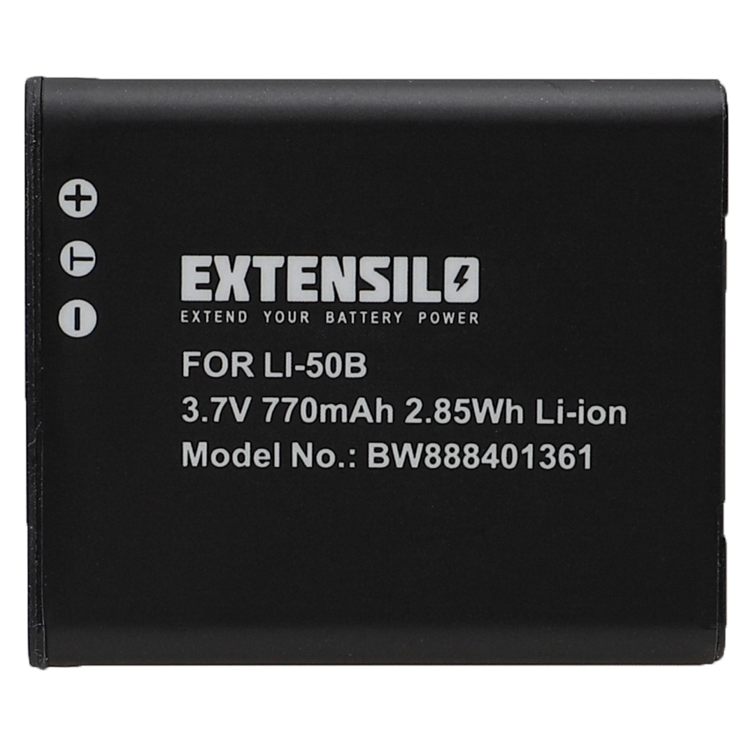 EXTENSILO kompatibel mit TG-860 Akku Tough Li-Ion Volt, Olympus 770 - Kamera, 3.7 Stylus