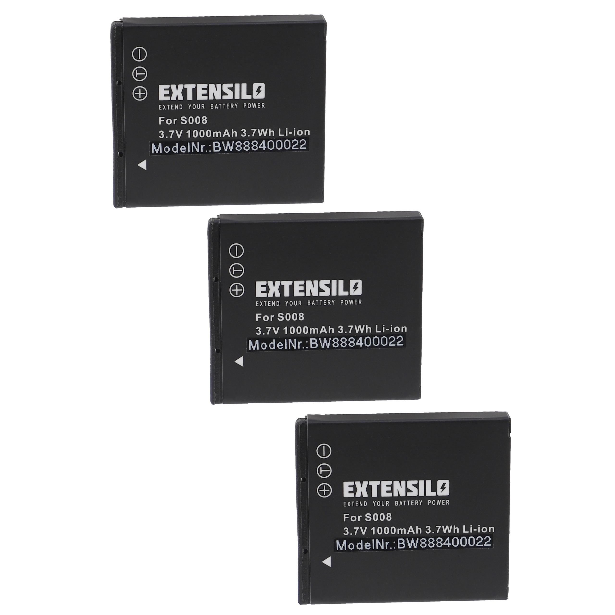 EXTENSILO kompatibel mit Panasonic SDR-S7E, SDR-S9EG-K, 1000 3.7 - SDR-S7EG-K, Akku Volt, Li-Ion SDR-S7EG-S, SDR-S7, SDR-S9E, SDR-S9 Kamera