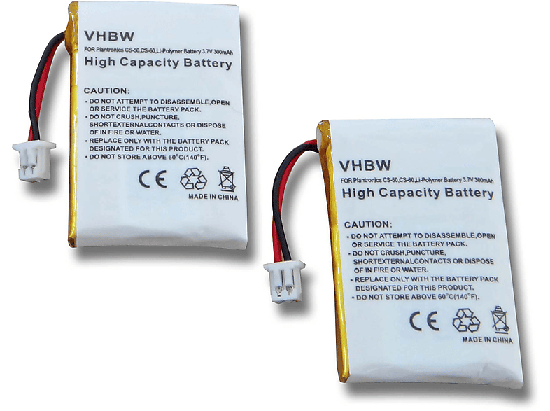 VHBW kompatibel mit Plantronics W710, CS60, W720, PL-64399-01, CS65, HL10 Lifter, SC60 Li-Polymer Akku - Headset, 3.7 Volt, 300