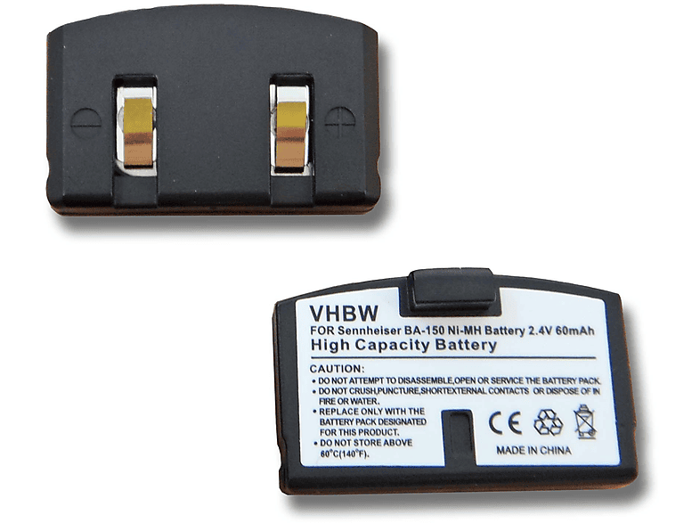 Vhbw 3x Akku Kompatibel Mit Sennheiser A200, HDI 380, HDR6 Usw. – 60 MAh, 2,4 V, NiMH, Ersatz Für BA152