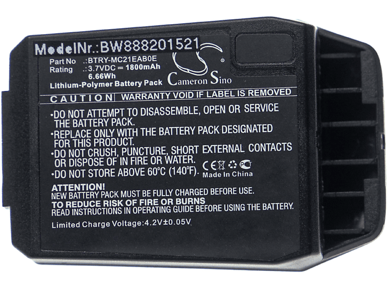 VHBW kompatibel MC2100 Volt, Motorola - Akku 3.7 mit Handheld, Li-Polymer MC2180, MC21, 1800