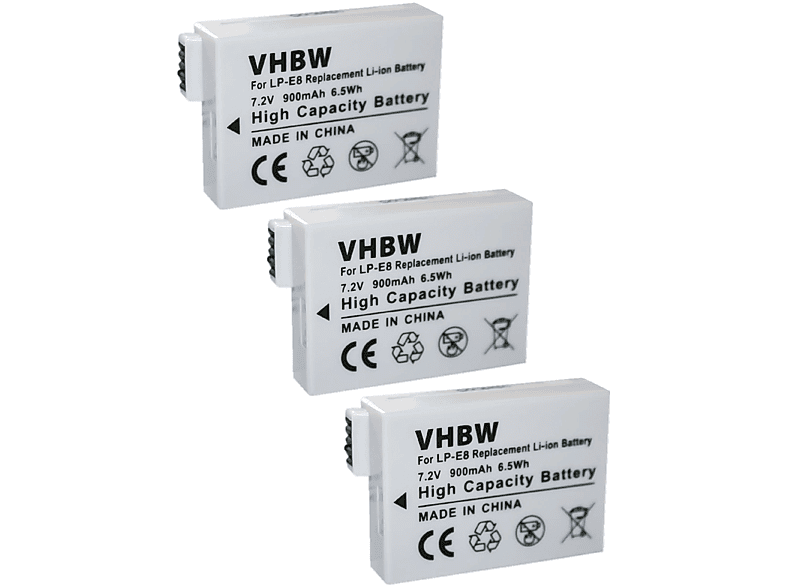VHBW mAh 900 Li-Ion LP-E8 7.2 Volt, Canon für Ersatz Akku, für