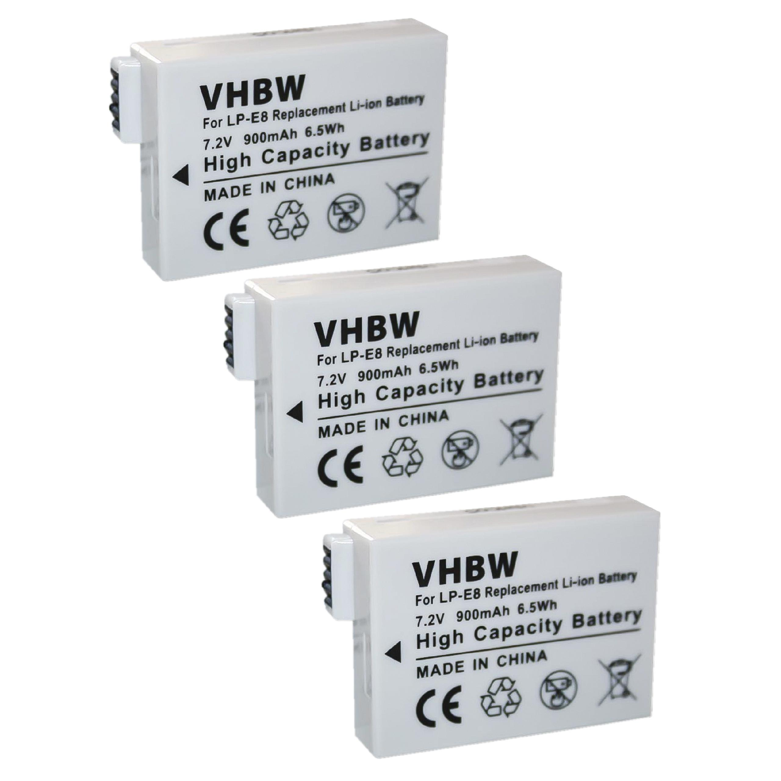 VHBW mAh 900 Li-Ion LP-E8 7.2 Volt, Canon für Ersatz Akku, für