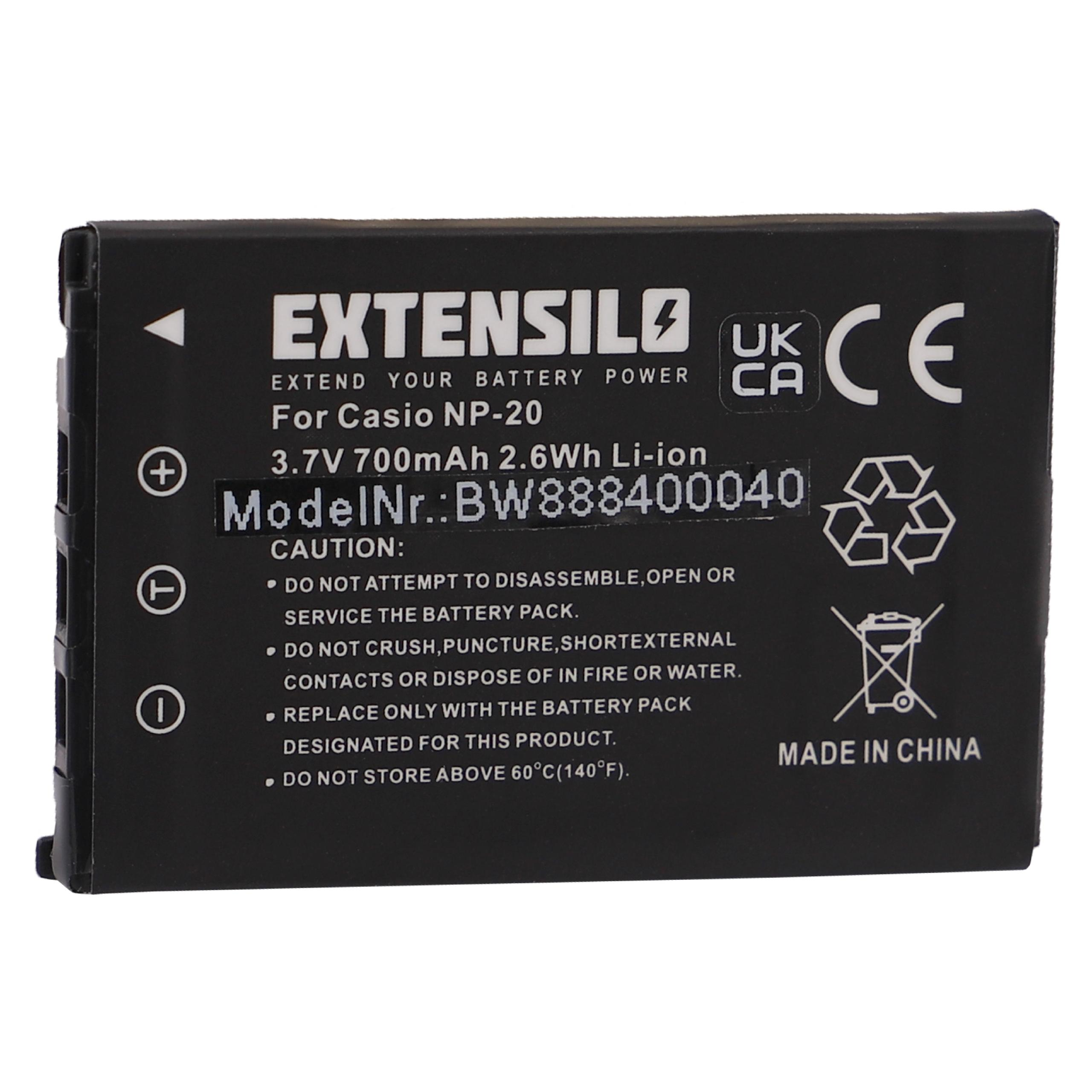 EXTENSILO kompatibel mit Casio Exilim Volt, SX-S770 Akku EX-Z8, Li-Ion 700 Kamera, EX-Z770, 3.7 