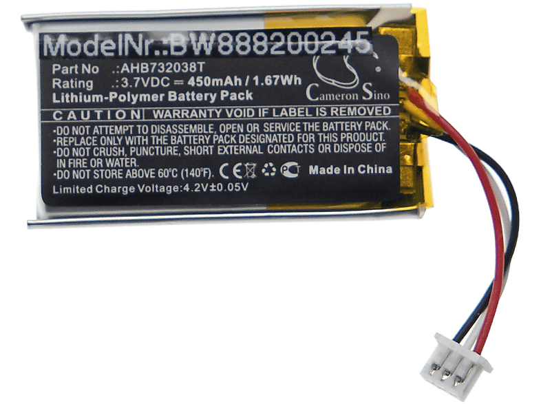 kompatibel Li-Polymer Impact SDW SDW - Akku Volt, 5016 Sennheiser HS, 60 3.7 450 VHBW Headset, mit