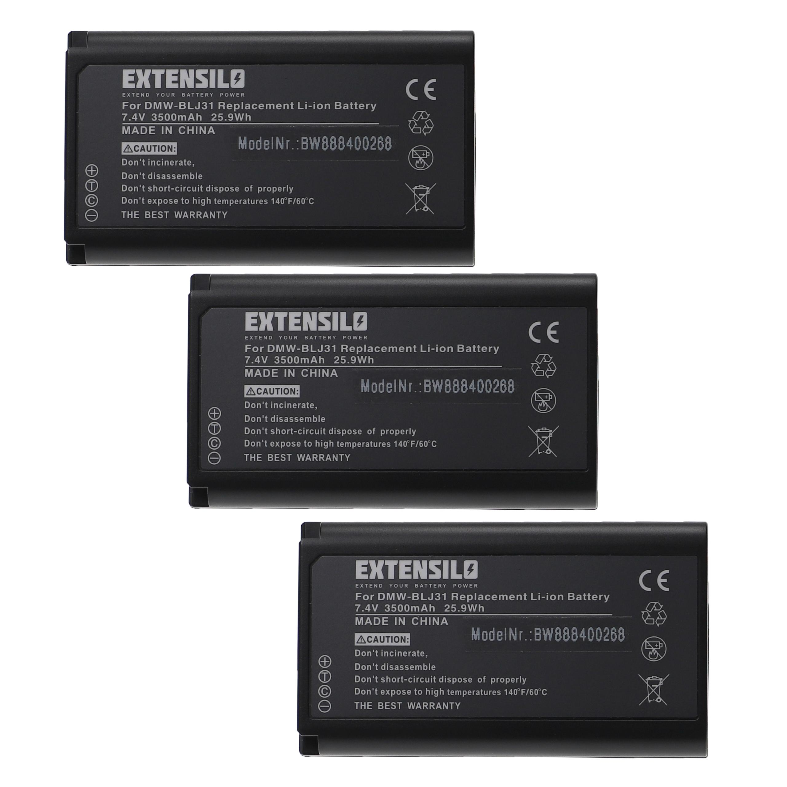 EXTENSILO kompatibel mit Panasonic S1R, Akku S1 DC-S1H, Lumix - DC-S1R, Li-Ion DC-S1, 3500 Volt, 7.4 Kamera