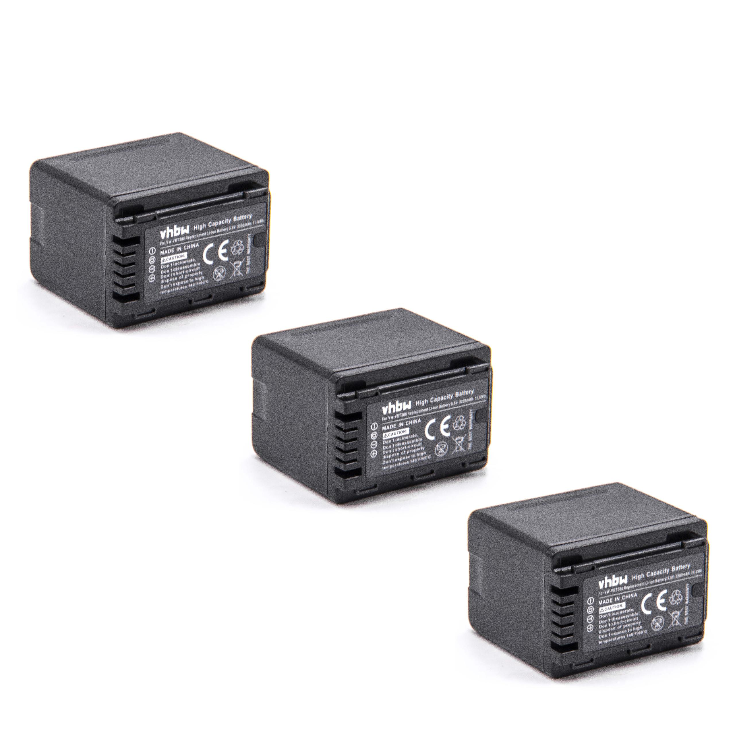 VHBW kompatibel mit Panasonic HC-V520GK, HC-V550EB, HC-V550, Akku HC-V520MGK, 3200 HC-V520 HC-V520M, Kamera, Volt, 3.6 - Li-Ion HC-V510