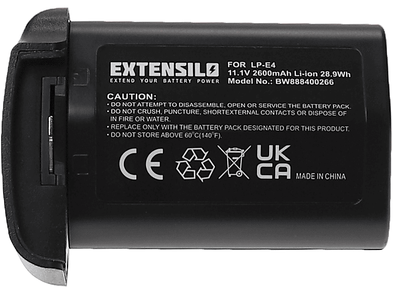 EXTENSILO Ersatz für Canon LP-E4N, LP-E4 für Li-Ion Akku - Kamera, 11.1 Volt, 2600