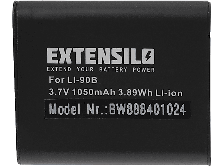 EXTENSILO kompatibel mit Olympus Stylus XZ-2 iHS, XZ-2 Li-Ion Akku - Kamera, 3.7 Volt, 1050