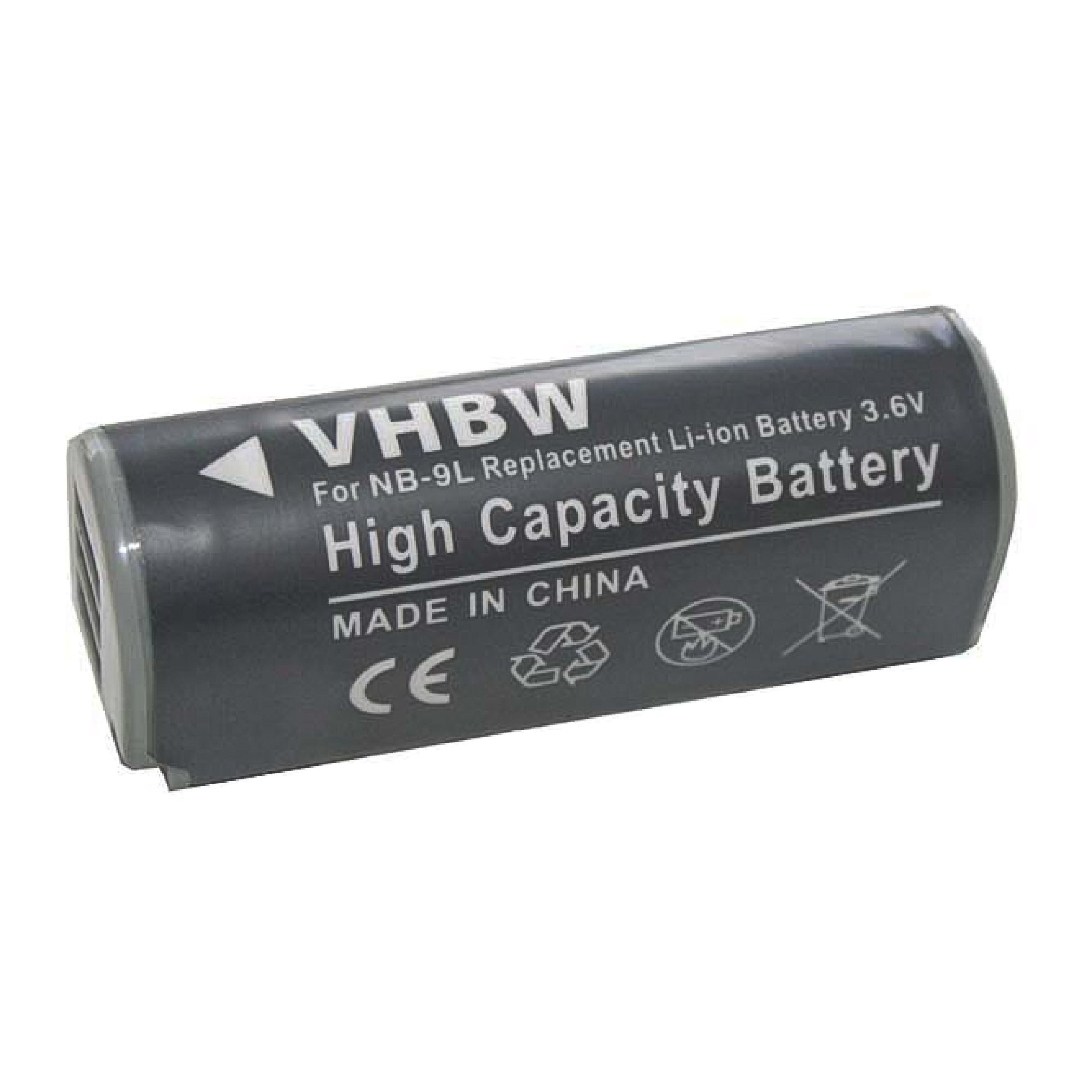 VHBW Ersatz für Canon NB-9L 600 Volt, für Akku, Li-Ion 3.6 mAh