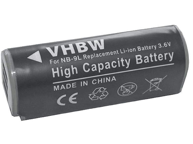 VHBW Ersatz für Canon NB-9L für Li-Ion Akku, 3.6 Volt, 600 mAh