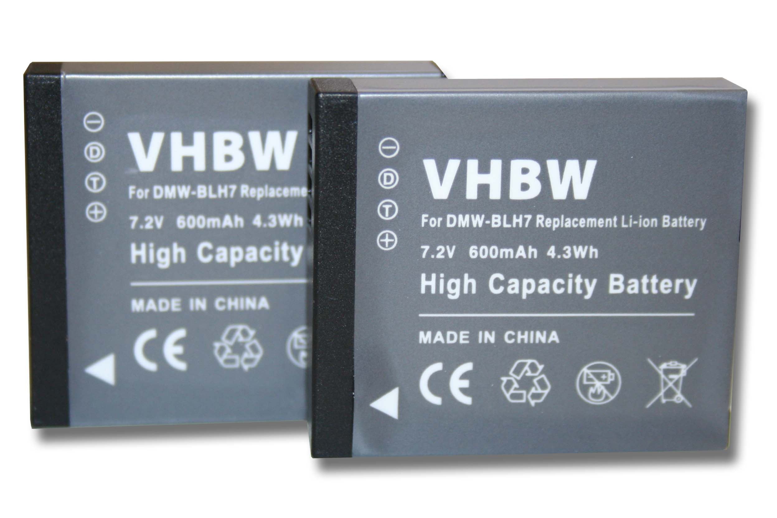 DMW-BLH7E, Volt, Kamera, 600 für VHBW Ersatz Li-Ion 7.2 DMW-BLH7PP DMW-BLHPP, Akku DMW-BLH7, Panasonic für -