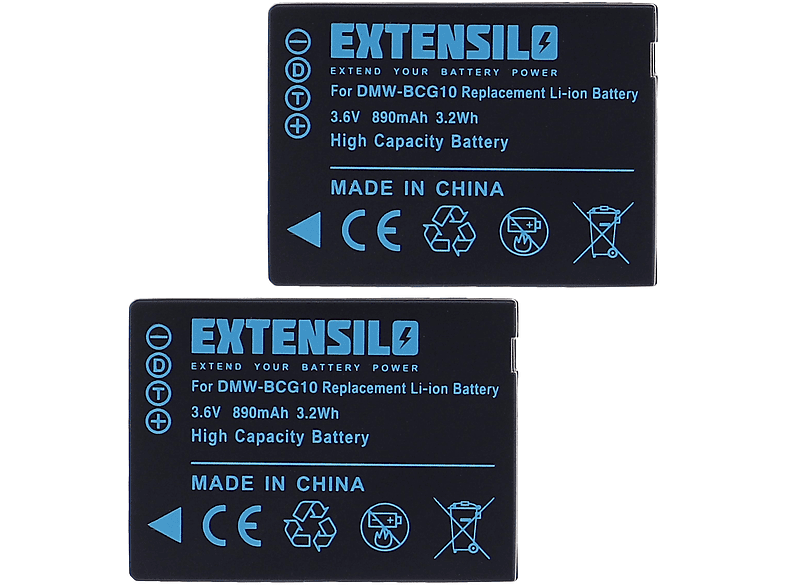 EXTENSILO Ersatz für Panasonic DMW-BCG10, DMW-BCG10E für Li-Ion Akku, 3 ...