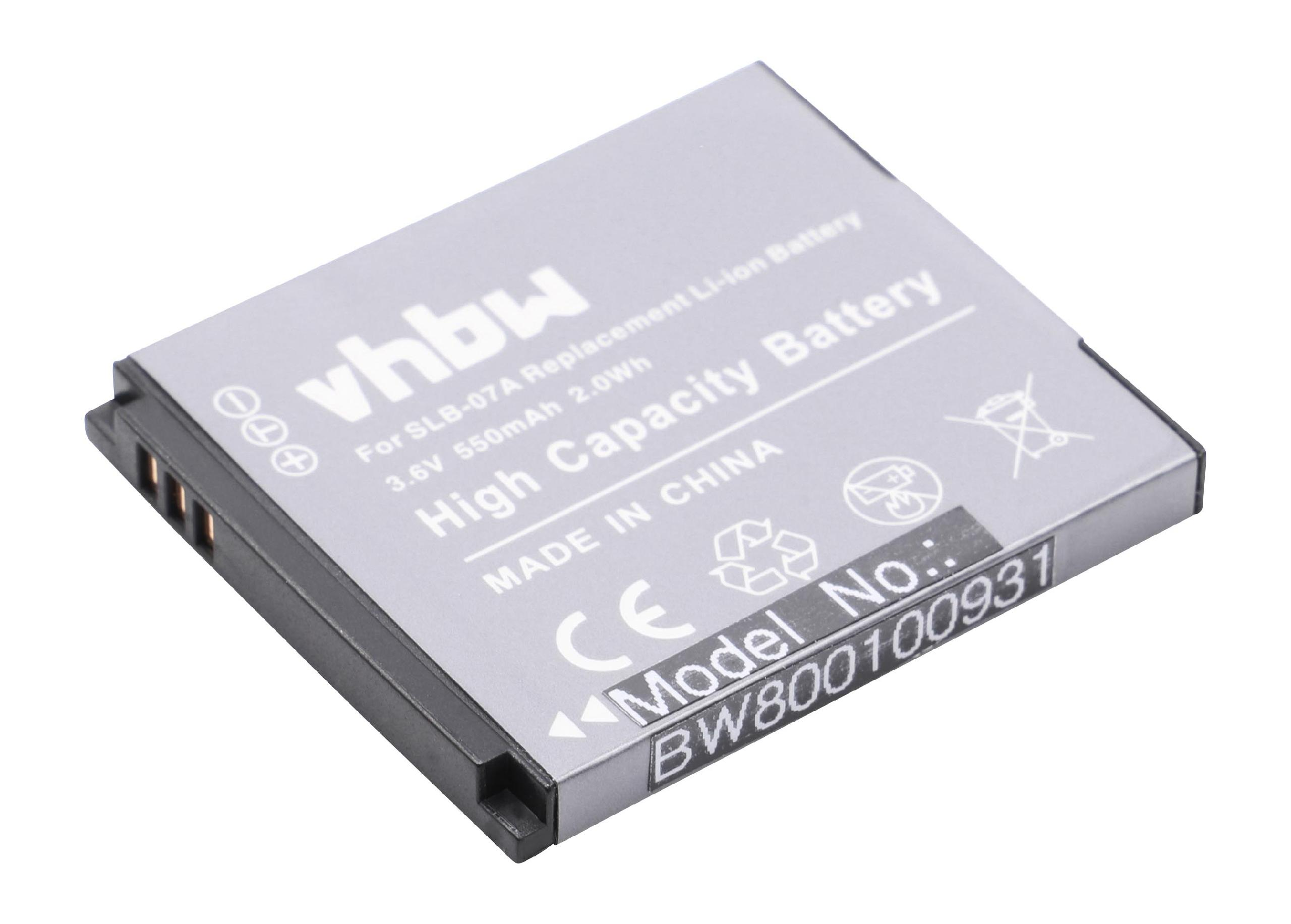 VHBW Ersatz für Samsung Akku, SLB-07B Li-Ion SLB-07A, mAh für 3.6 Volt, 550