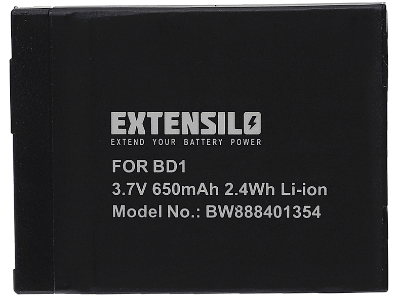 EXTENSILO Ersatz für Sony NP-BD1, NP-FD1 für Li-Ion Akku, 3.7 Volt, 650 mAh