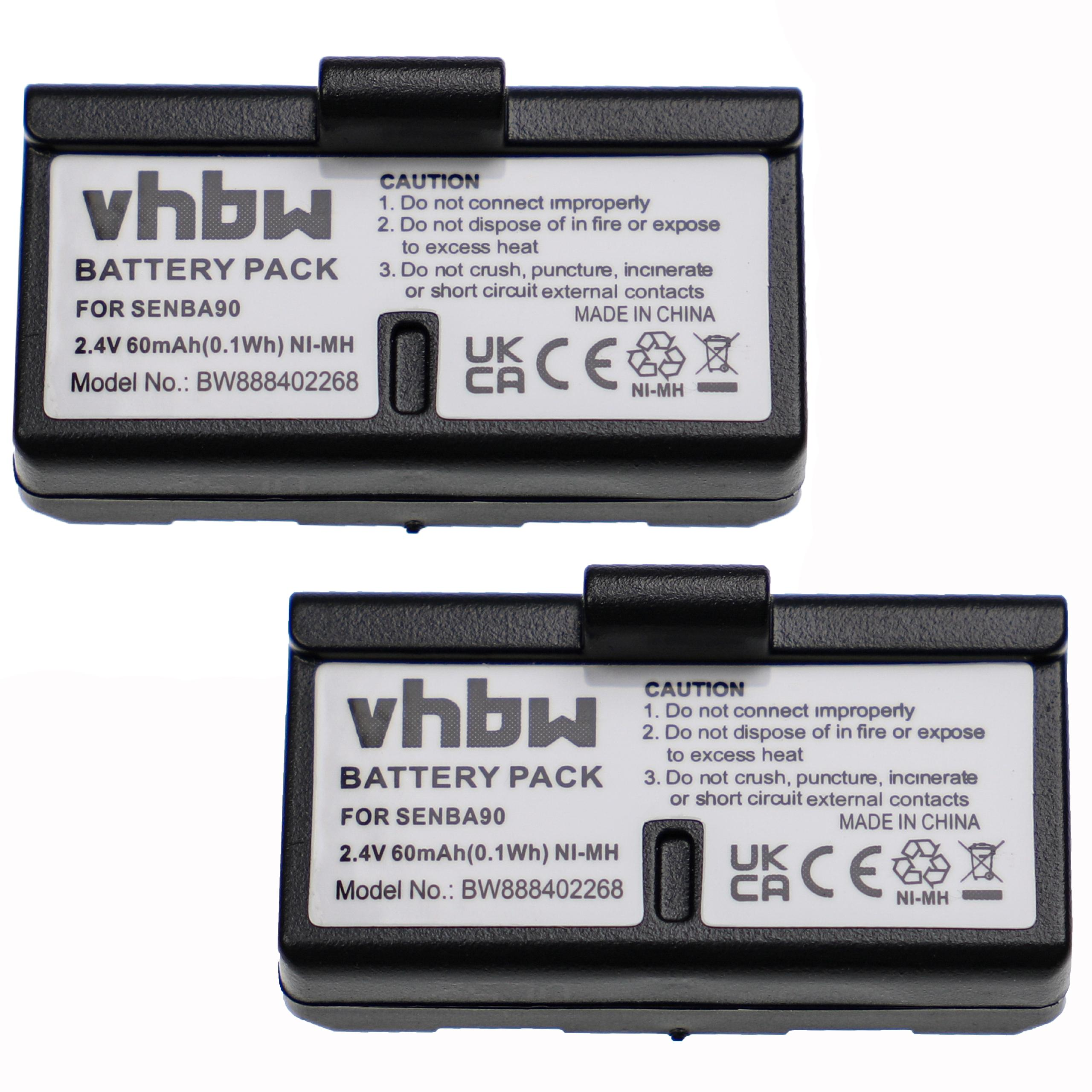 VHBW kompatibel mit Sennheiser 2.4 Akku - Volt, Audioport HDE1030, 60 H200, NiMH H200 Headset, HDI452-P, H100 A1, A100A
