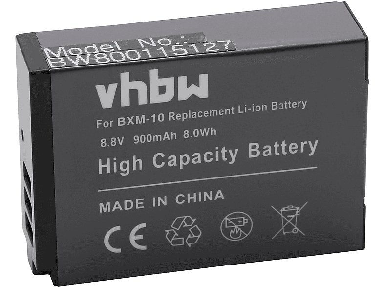 VHBW Ersatz für XiaoYi BXM-10 Kamera, für Li-Ion 8.8 - Akku Volt, 900