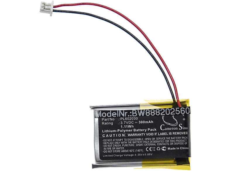 VHBW Ersatz für BlueParrott PL602030 für Li-Polymer Akku, 3.7 Volt, 300 ...