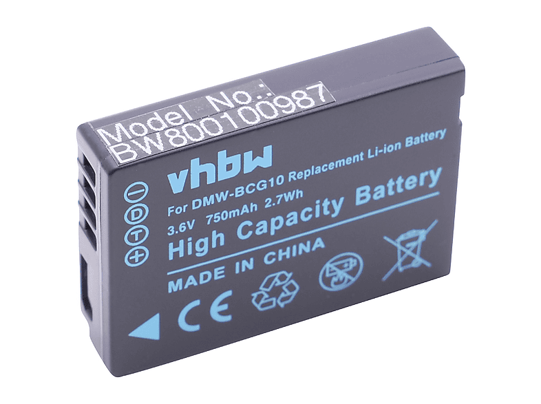 Batteria Compatibile BP-DC7 DMW-BCG10 Vhbw 3x Batteria Compatibile Con Panasonic Lumix DMC-TZ8, DMC-TZ7, DMC Batteria Sostitutiva BP-DC7