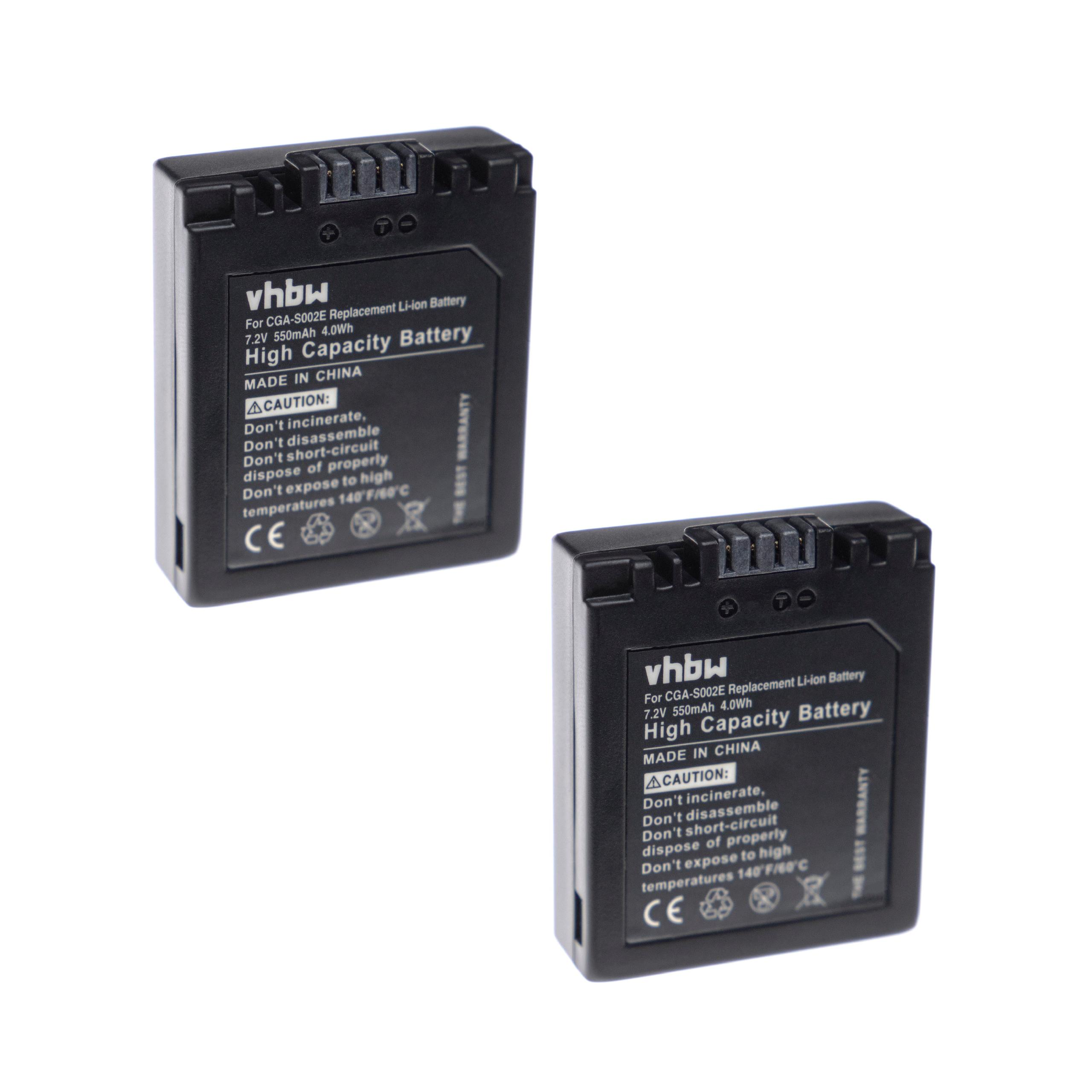 VHBW Ersatz für Kamera, 7.2 CGA-S002A/1B, für Akku - 550 , CGA-S002E/1B Panasonic Volt, Li-Ion