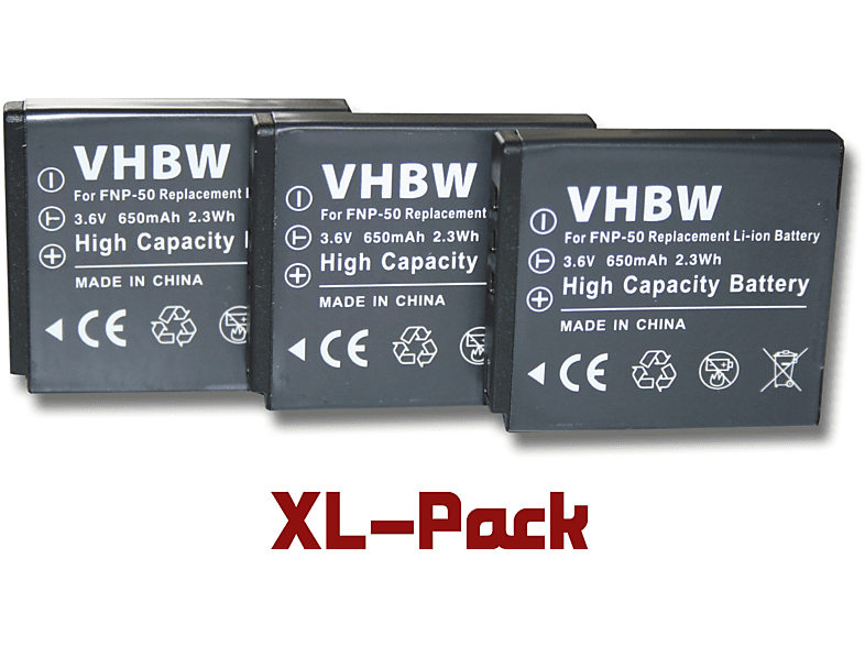 VHBW Ersatz für Pentax D-Li68, für Li-Ion 650 Akku Kamera, Volt, D-Li122 3.6 