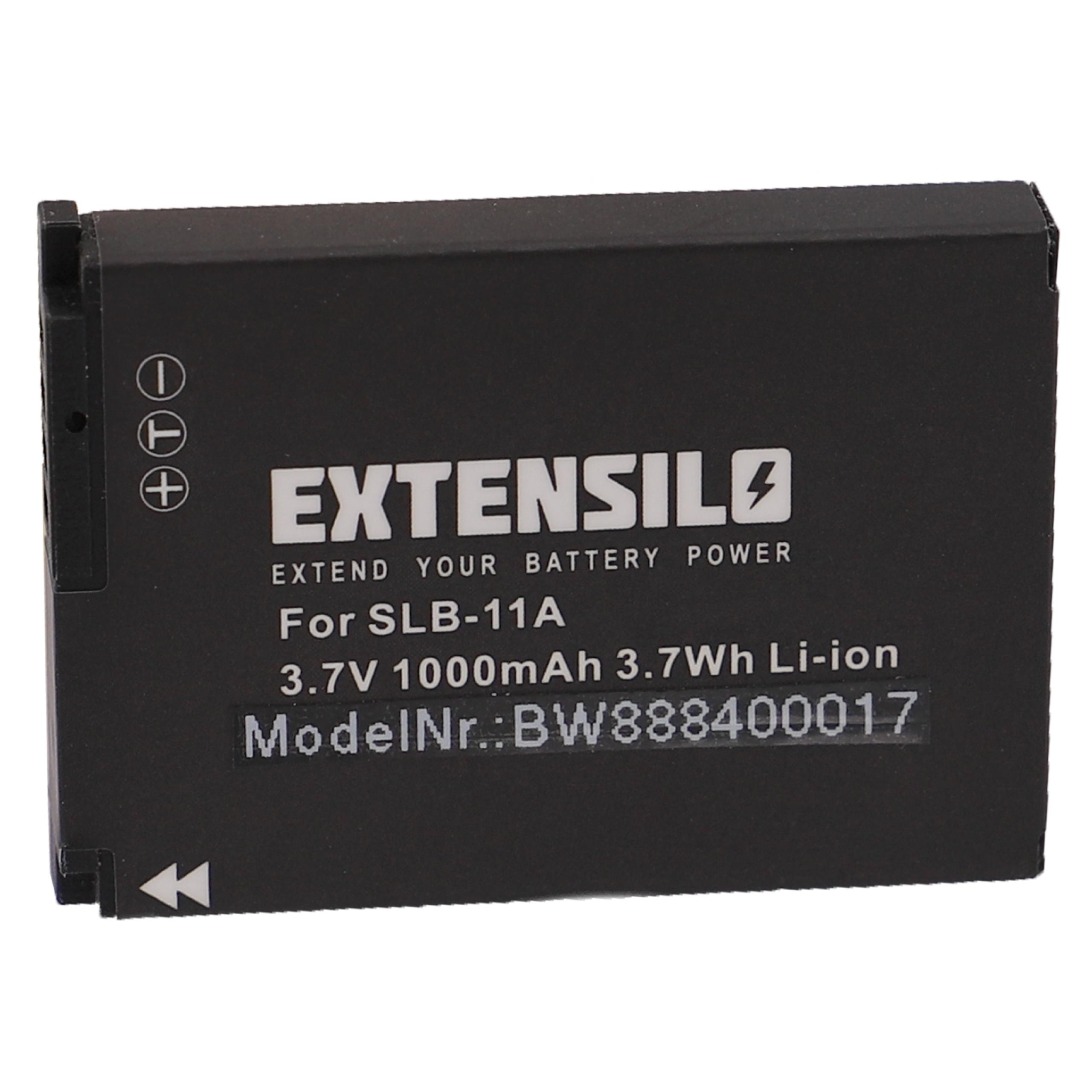 EXTENSILO kompatibel mit ST5500, 1000 WB5500, - Kamera, WB600, Akku Samsung WB2000, Li-Ion ST5000, ST1000, Digimax WB100, 3.7 Volt, WB1000 WB5000