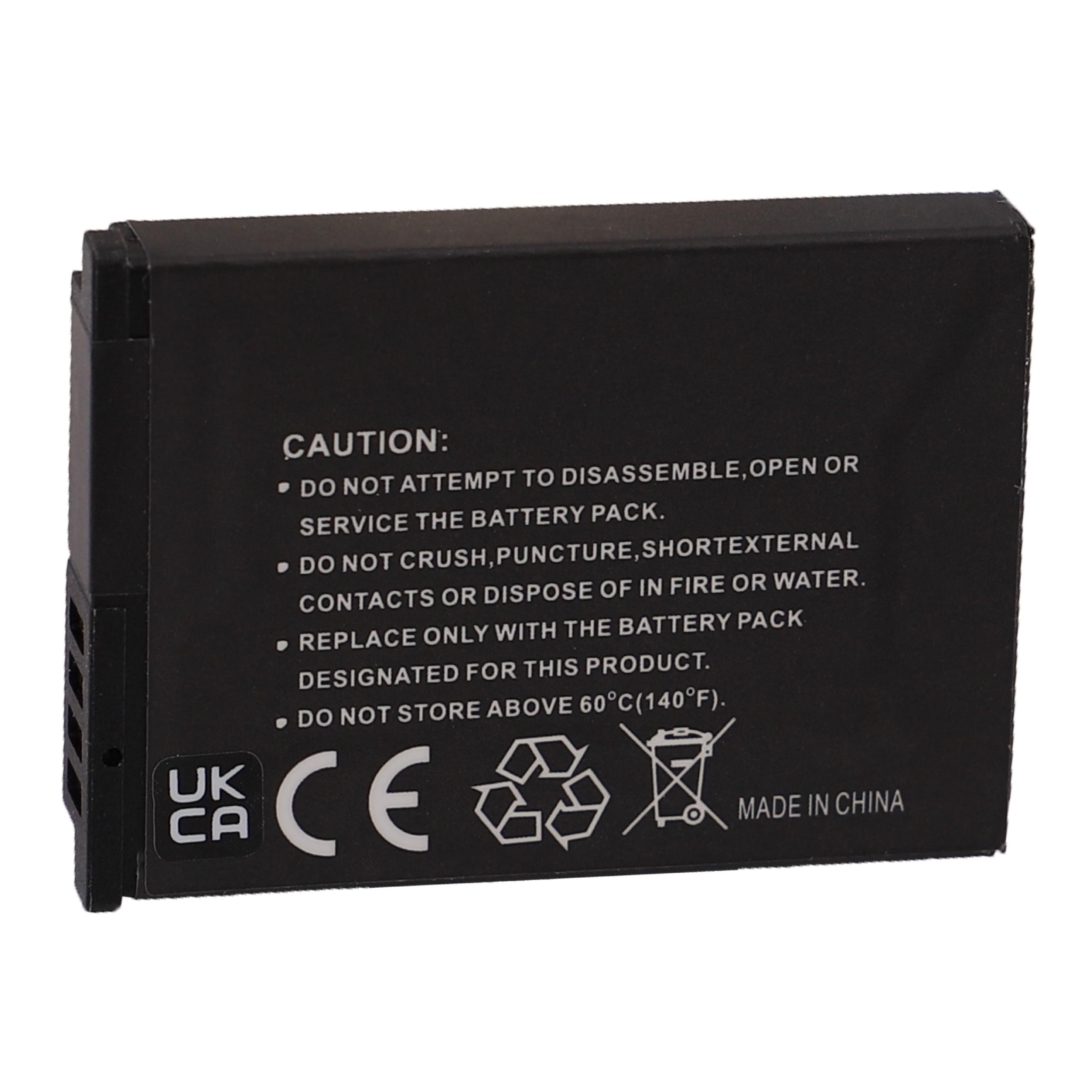 Eine schwarze Batterie mit weißem Text und Vorsichtshinweisen auf weißem Hintergrund. Es hat eine rechteckige Form.