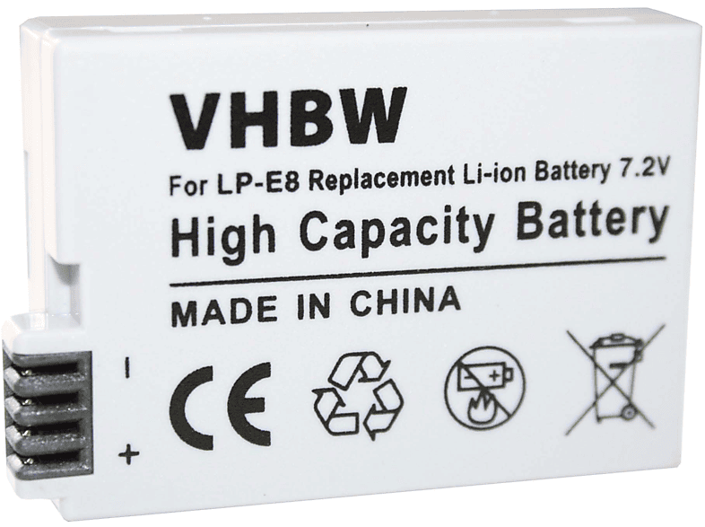 VHBW Ersatz für Canon LP-E8 für Li-Ion Akku - Kamera, 7.2 Volt, 900