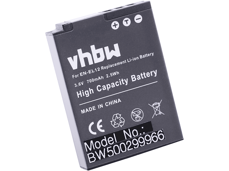 VHBW Ersatz für Nikon für - 700 EN-EL12 Volt, Li-Ion 3.6 Kamera, Akku