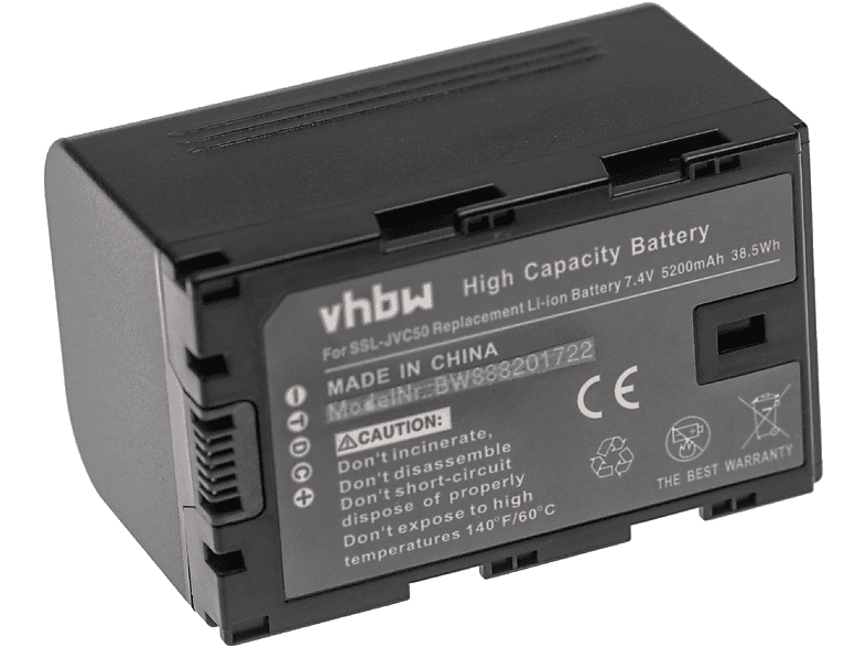 VHBW Ersatz für JVC SSL-70 Li-Ion für 5200 Volt, Akku 7.4 SSL-50, Videokamera, 