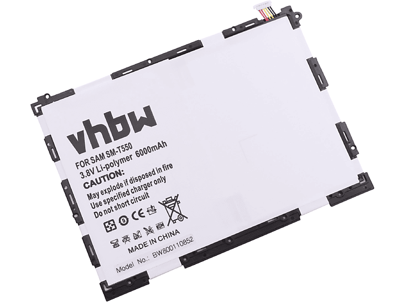 VHBW kompatibel mit Samsung Galaxy SM-P555, SM-P555Y, SM-P351, SM-P550, SM-P350, SM-T550, SM-T555 Li-Polymer Akku - Tablet, 3.8 Volt, 6000