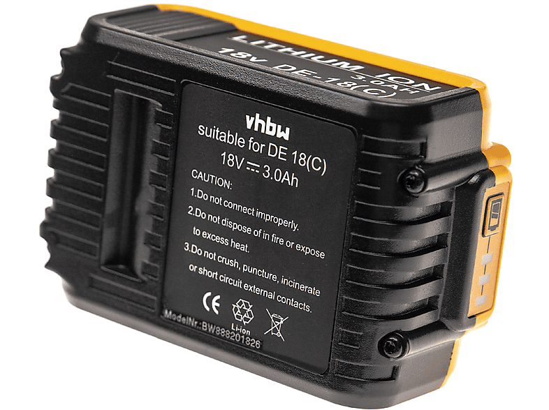 VHBW kompatibel mit Dewalt XR Li-Ion 18V Li-Ion Akku - Werkzeug, 3000