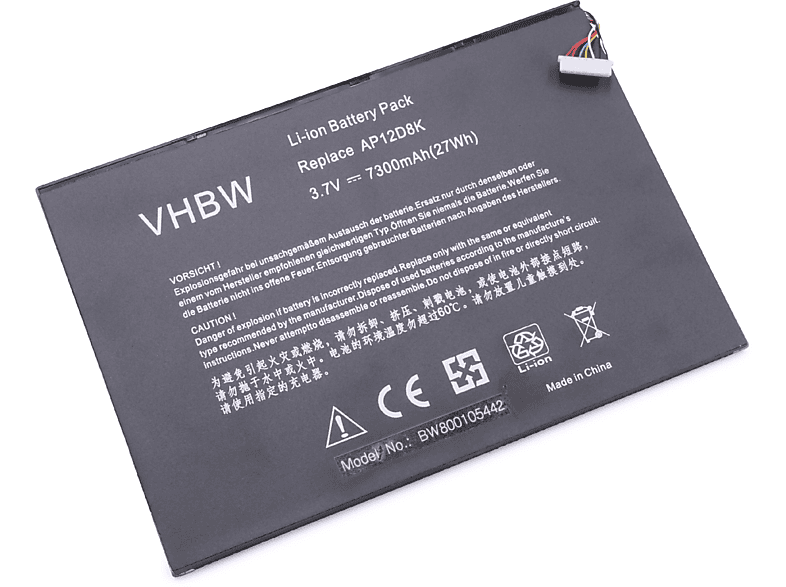 VHBW Ersatz für Acer für 7300 Akku, mAh 3.7 Volt, 1ICP4/83/103-2, AP12D8K Li-Polymer