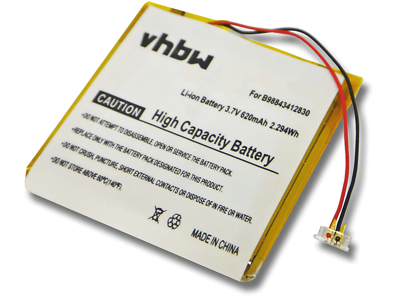 VHBW kompatibel - YP-Q1 620 YP-Q1CB/XSH SEC-YPQ1(B), YP-Q1 Akku mit Samsung Volt, MP3, 8G, YP-Q1 3.7 Li-Polymer 4G, 16