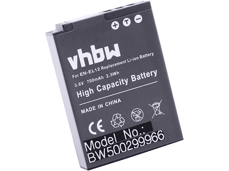 VHBW kompatibel mit Nikon Coolpix S9500, S9400, W300, S9100, S9700, S9200, S9900, S9300, S9600 Li-Ion Akku - Kamera, 3.6 Volt, 700
