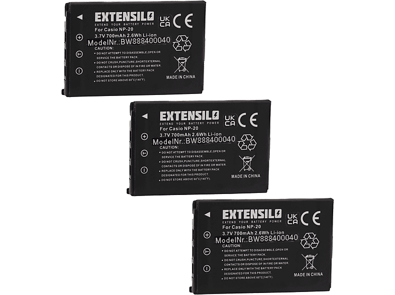 EXTENSILO kompatibel mit BenQ DC-X725, DC-X720, DC-X800 Volt, DC-X735, 700 3.7 DC-T800, Kamera, Li-Ion - Akku