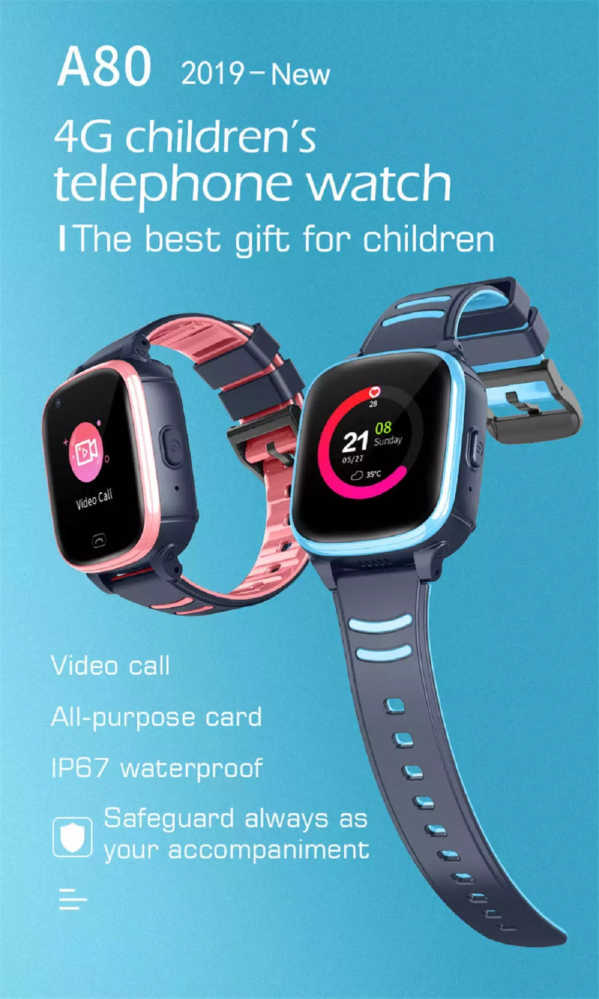 M Pink Silicone, Smartwatch A80 KAREN