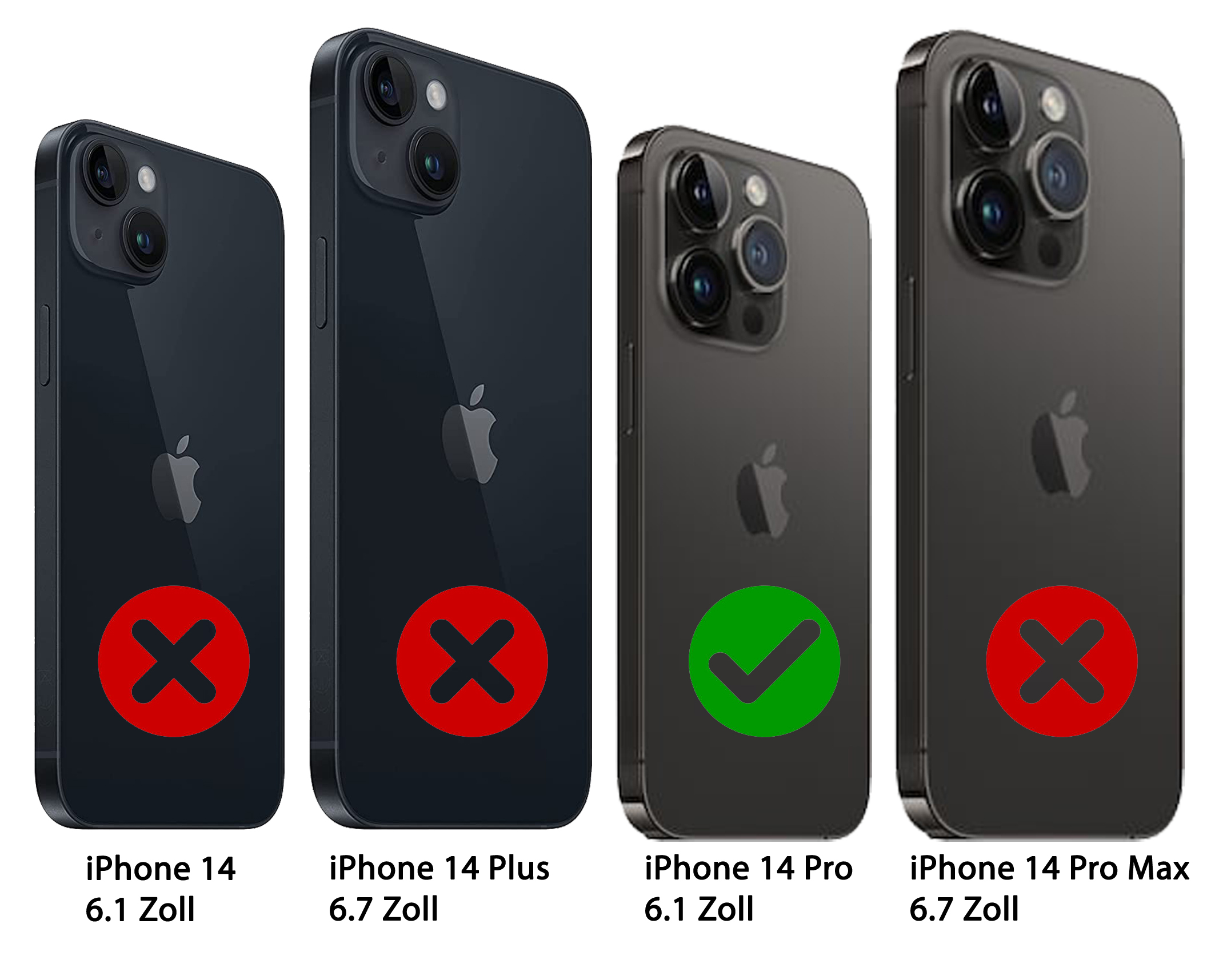 modularem iPhone Cover, Premium Handytasche Apple, Cover, 2-in-1 14 mit BURKLEY Pro, Schwarz Leder Full