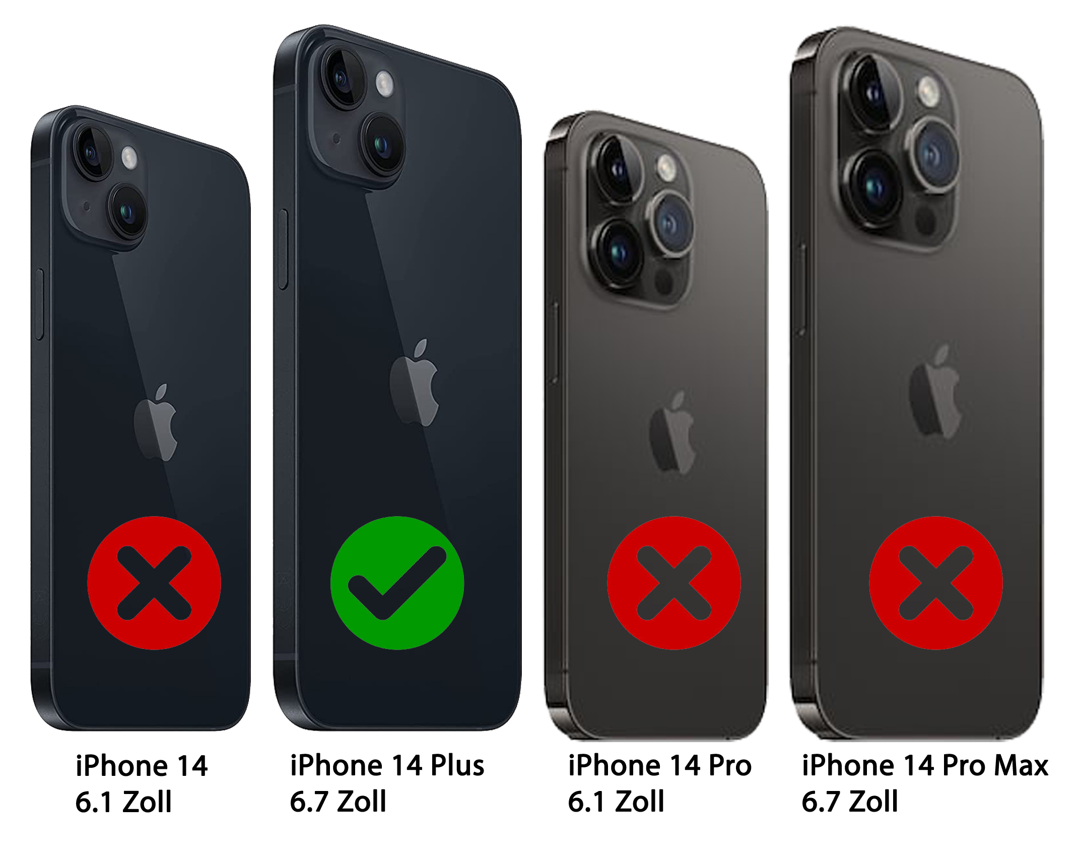 Apple, Handytasche Plus, Flip aus Cover, BURKLEY Flip-Case Schwarz Leder, 14 iPhone
