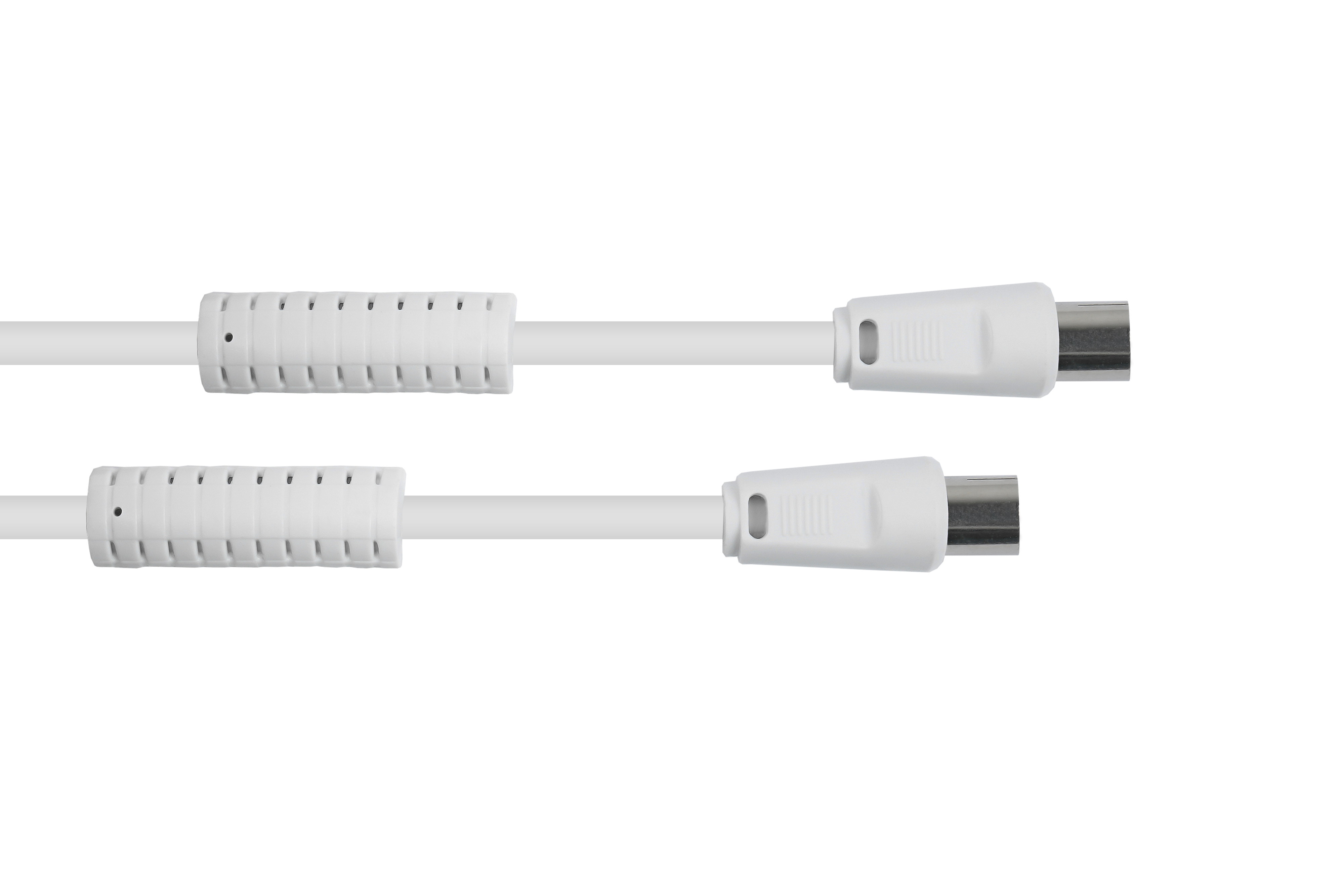 Biały kabel z dwoma złączami.