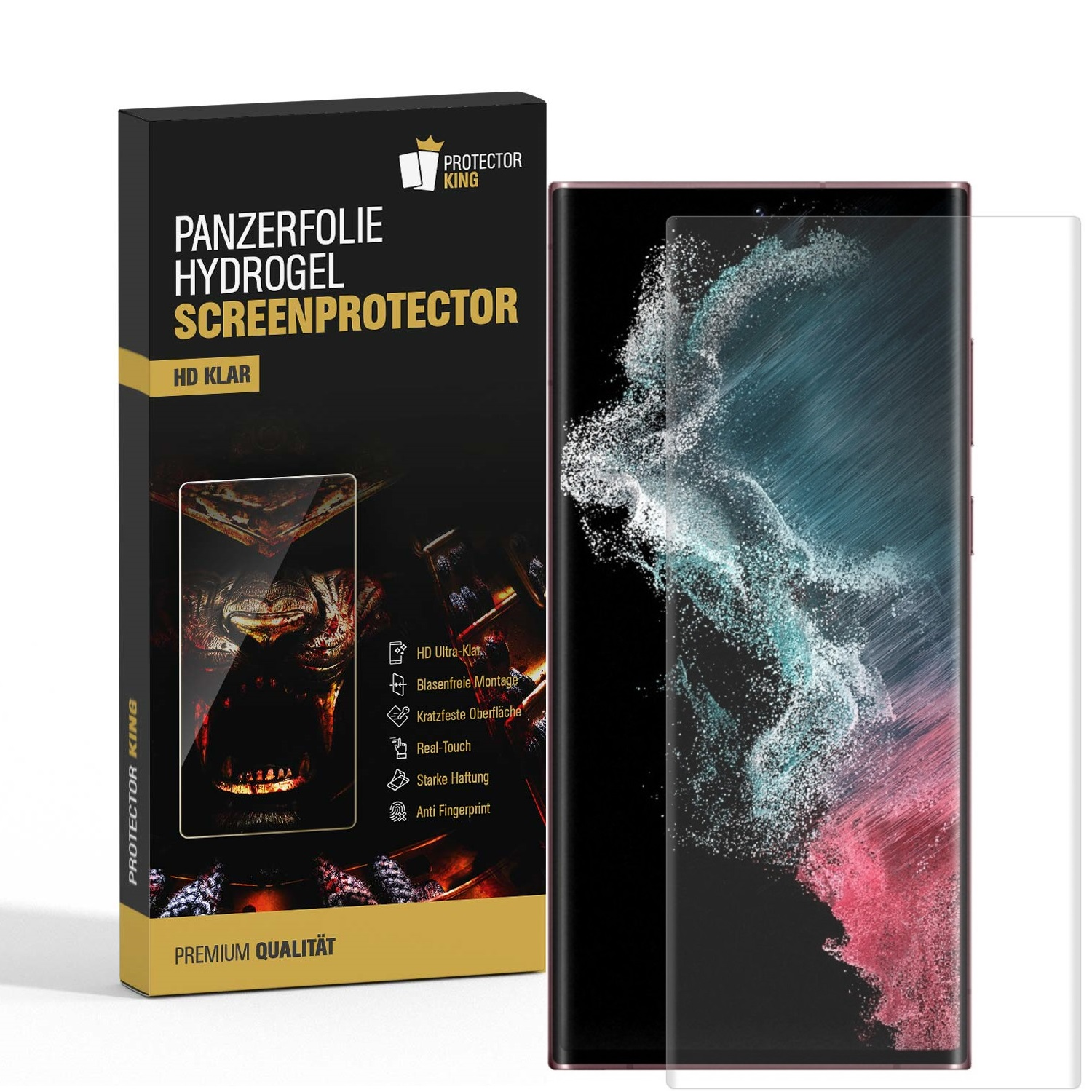 PROTECTORKING 2x FULL Displayschutzfolie(für Galaxy Samsung Hydrogel Panzerfolie KLAR S22 HD CURVED Ultra)