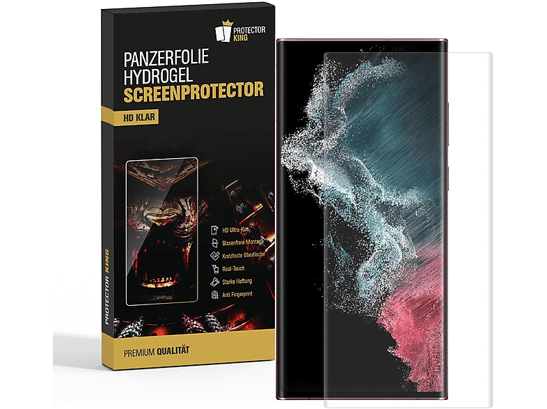 PROTECTORKING 2x FULL Displayschutzfolie(für Galaxy Samsung Hydrogel Panzerfolie KLAR S22 HD CURVED Ultra)