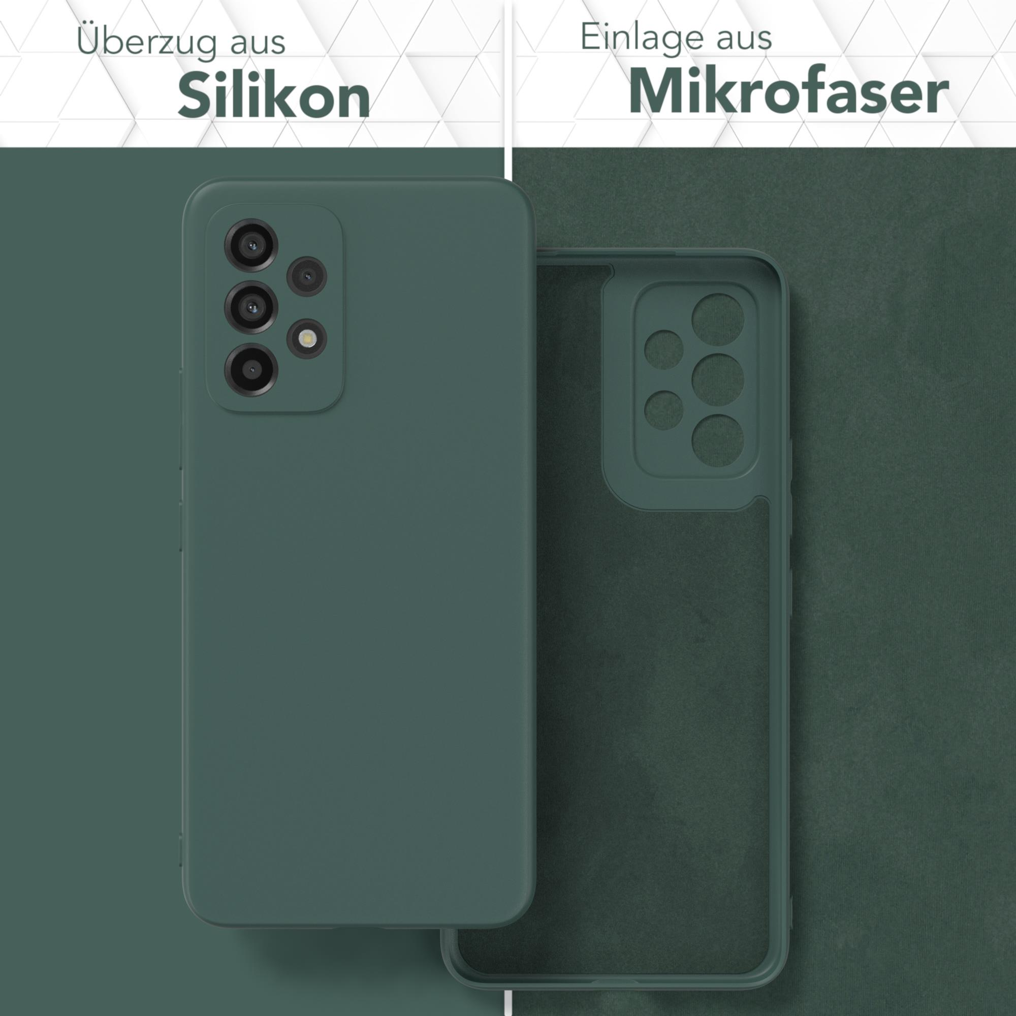 Grüne Handyhülle und Innenseite. Die Hülle bedeckt das Telefon.