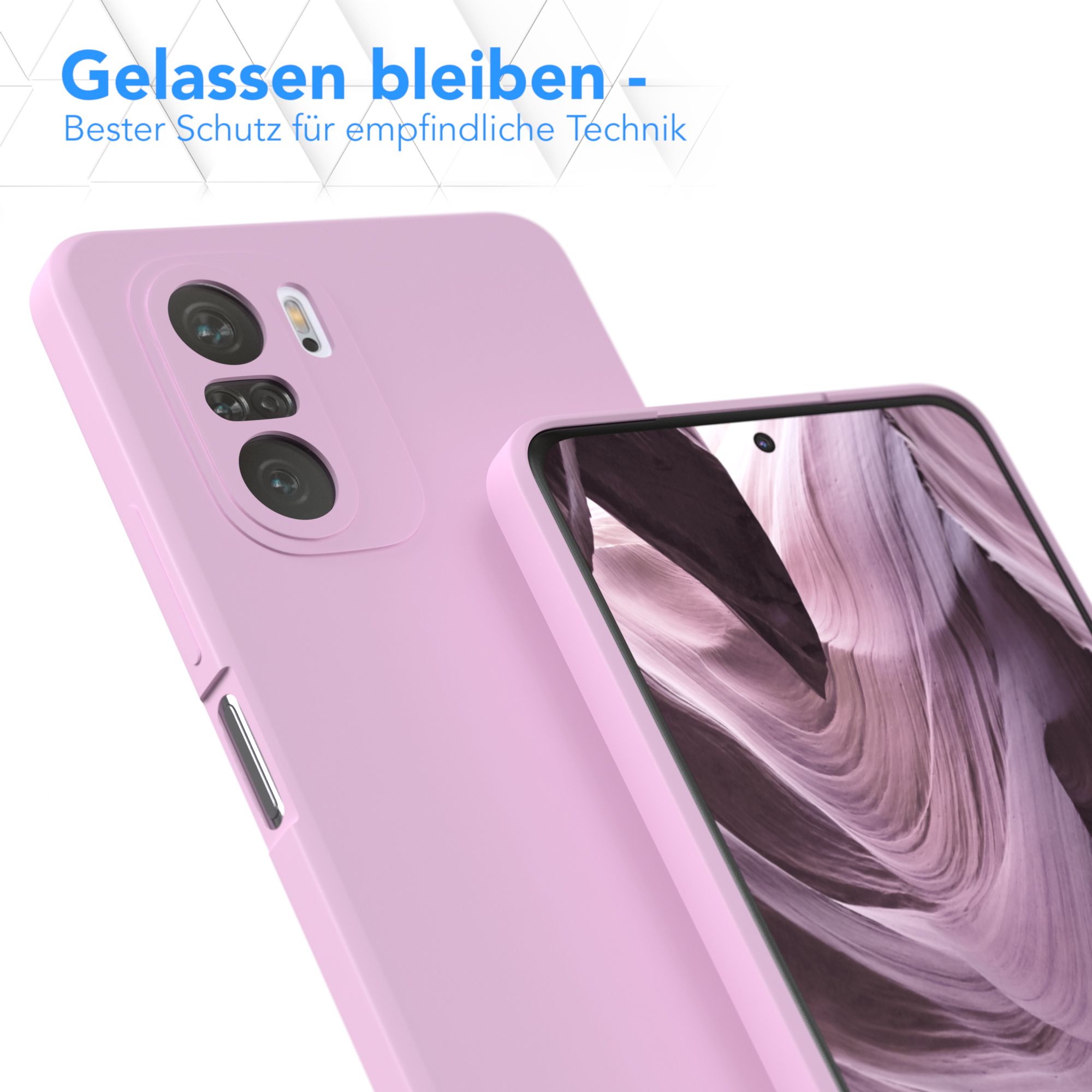 Rosa Handyhülle mit Kameraausschnitt und zweiter Hülle im Hintergrund.