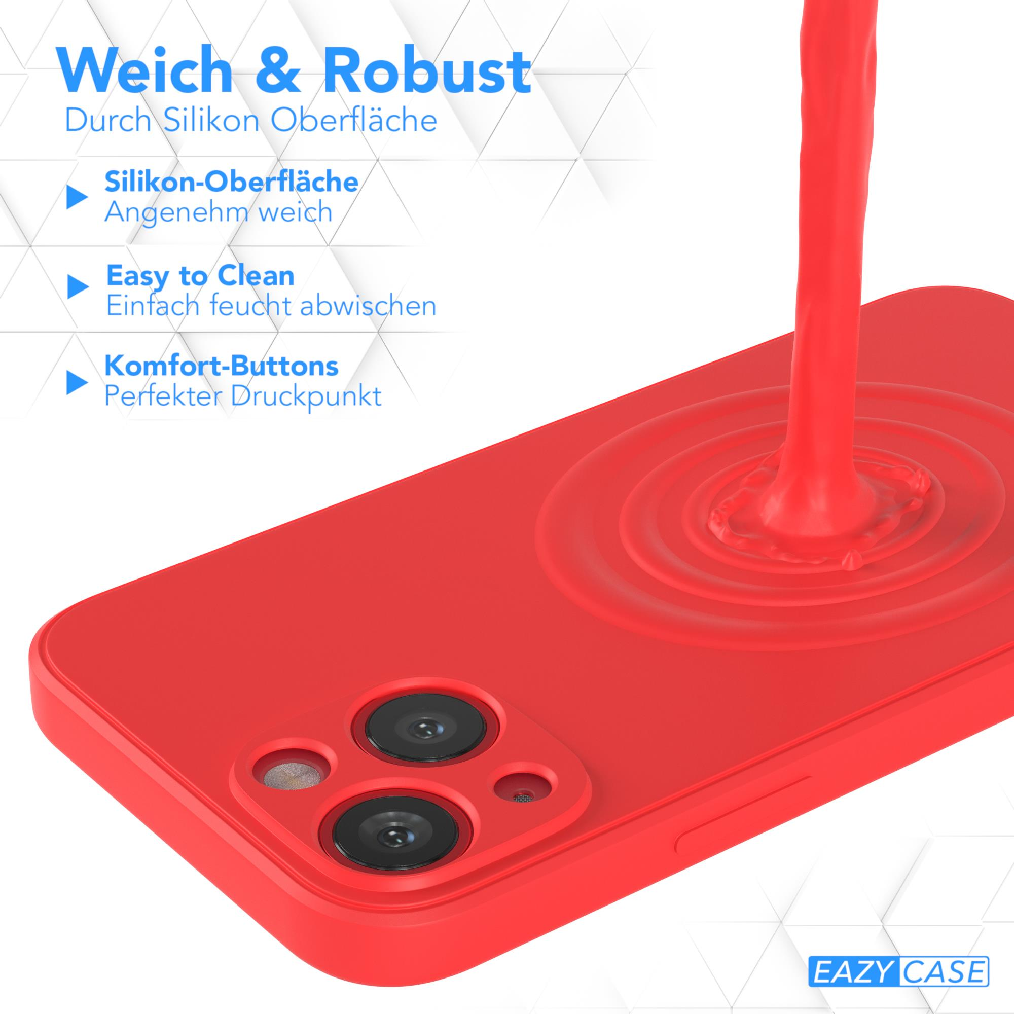Rote Handyhülle mit Telefon darin. Text auf Deutsch auf rotem Hintergrund.