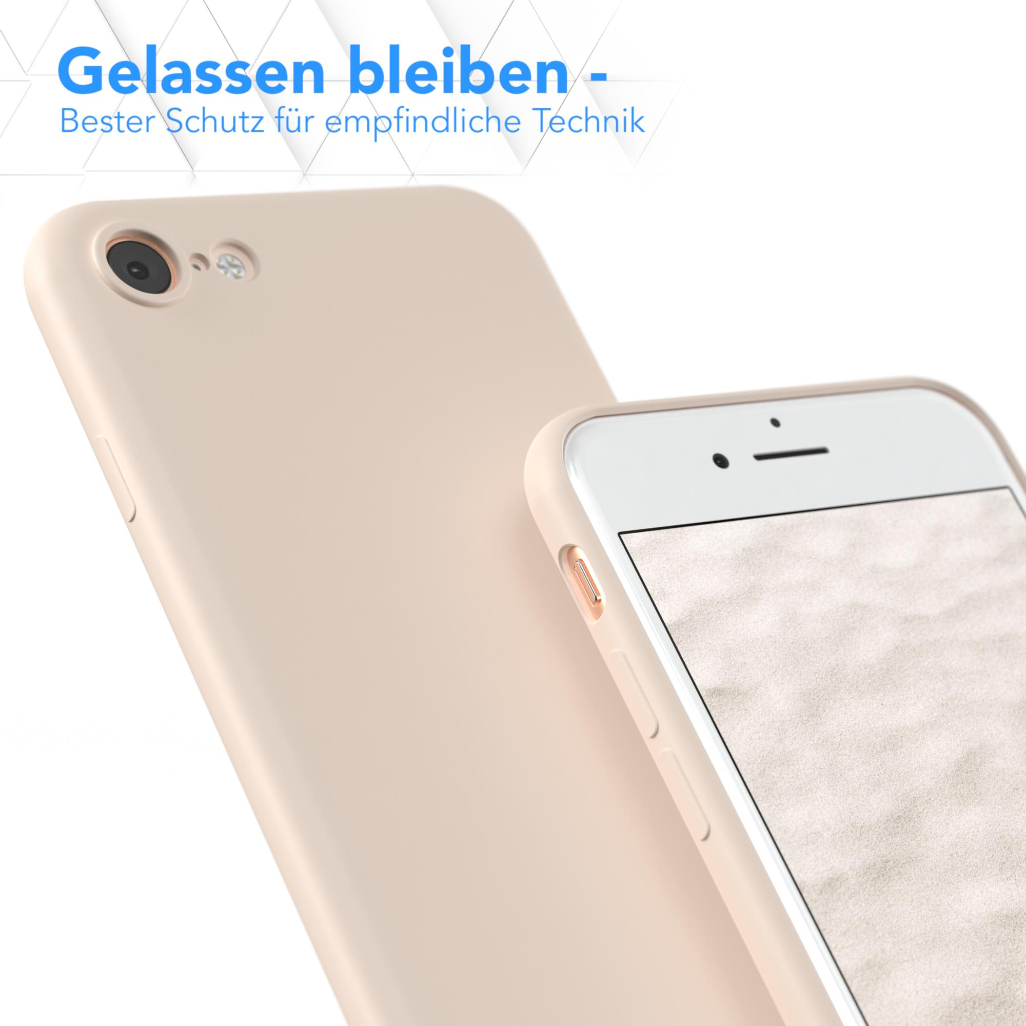 Zwei Handyhüllen. Eine ist auf einem Telefon, die andere daneben. Beide sind hellbeige.
